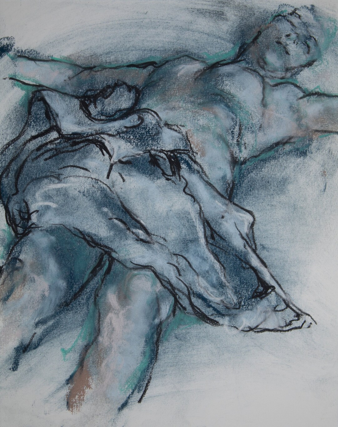 Original Nude Drawing/charcoal and Pastel Chalk/ashley Short Pose 78 Etsy