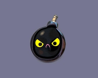 Grumpy Bomb Hard Enamel Pin - Kawaii Explosion Lapel Pin