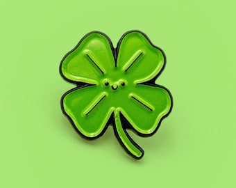 Lucky 4 leaf clover enamel pin - Lucky charm lapel pin