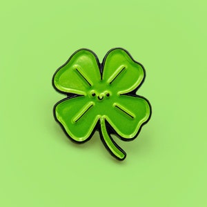 Lucky 4 leaf clover enamel pin - Lucky charm lapel pin