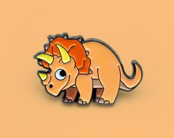 Triceratops enamel pin - dinosaur soft enamel pin