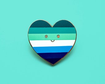 Gay men Pride Flag Heart Pin - Pride LGBTQAI+ Enamel Pin