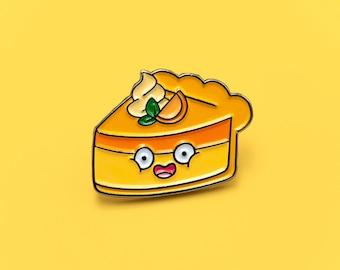 Broche de esmalte macio em formato de fatia de torta de laranja - broche de esmalte de sobremesa doce