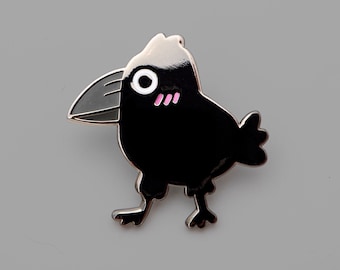 Black Crow enamel pin - Black bird lapel pin