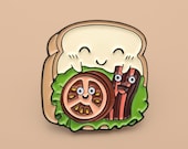 Sleepy BLT enamel pin - bacon lettuce tomato sandwich toast soft enamel