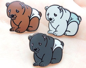 Baby Bear Hard Enamel Pins - Polar bear -Brown bear - Black bear lapel pin