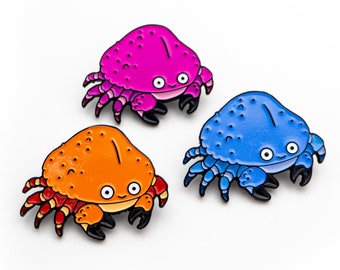 Baby Crab enamel pin - orange, pink and blue crab hard enamel pin