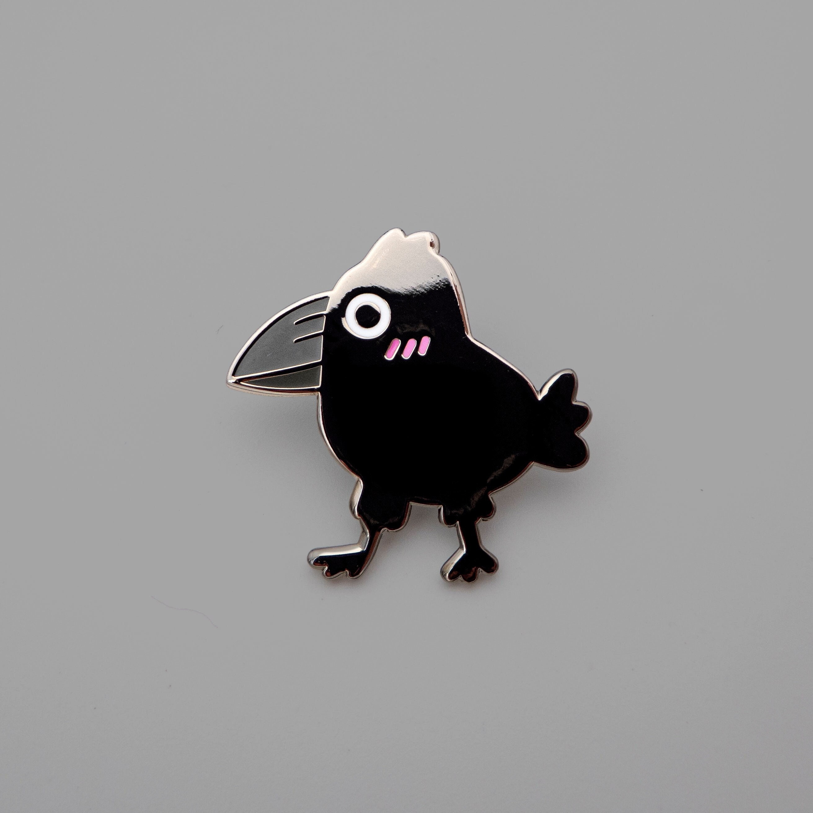 Black Crow enamel pin - Black bird lapel pin