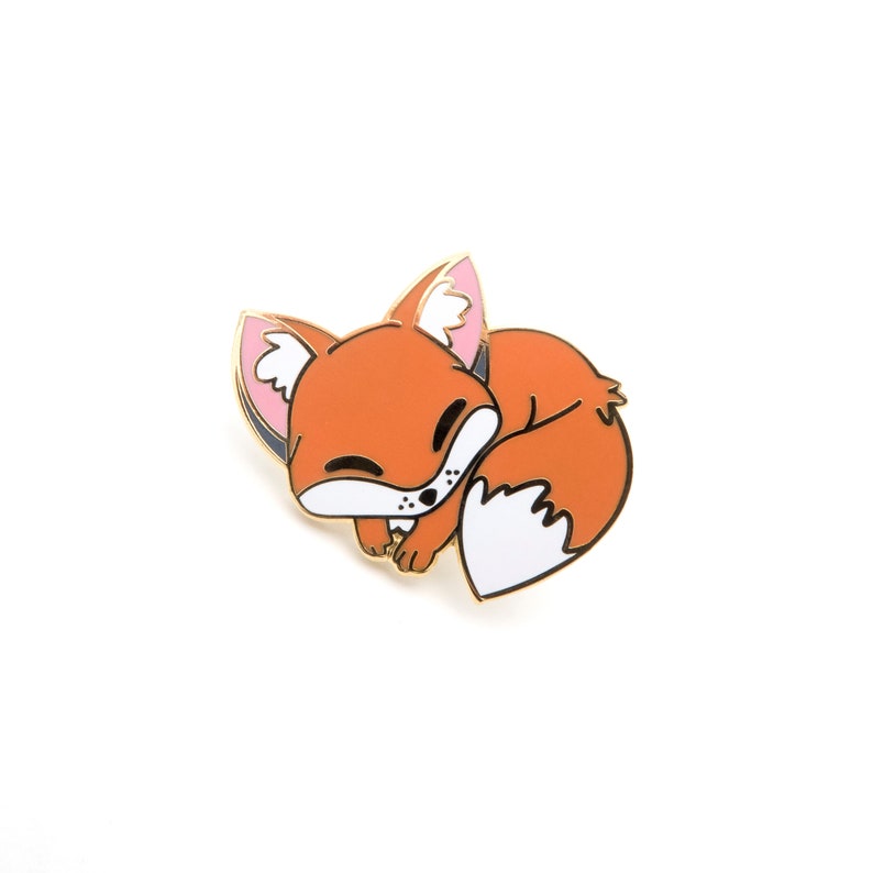 orange Red Sleepy Fox enamel pin Arctic and Gray fox hard enamel pin Fennec