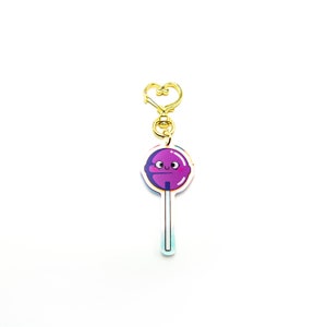 Kawaii Acrylic Lolly Keychain Double sided rainbow glitter epoxy finish image 3