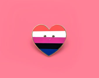 Genderfuild Pride Flag Heart Pin - Pride LGBTQAI+ Enamel Pin