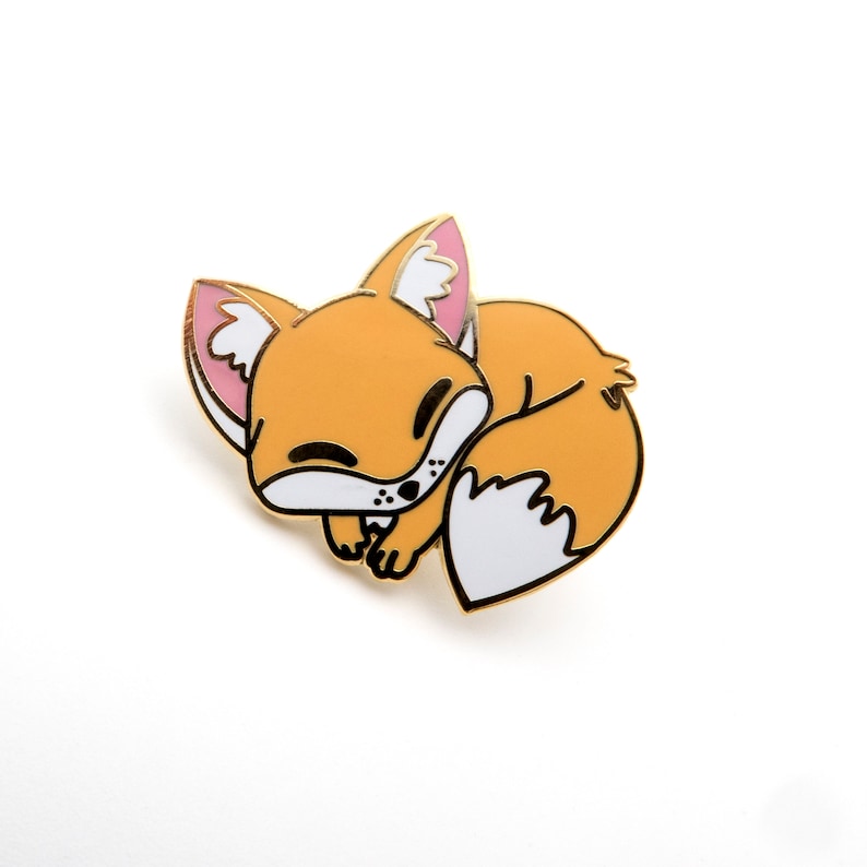 orange Red Sleepy Fox enamel pin Arctic and Gray fox hard enamel pin Fennec