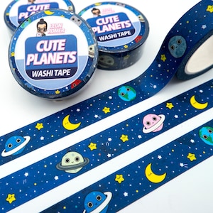 Cute Planets Washi Tape - Outer space washi Tape - Stars Washi Tape