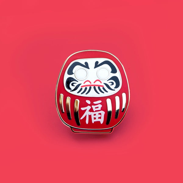 Épingle en émail Daruma Doll - Rouge - Vert - Blanc - Jaune - Violet - Bleu - Noir - Rose - Épinglette porte-bonheur japonaise