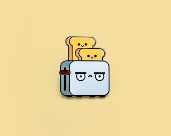 Grumpy Toaster enamel pin - Breakfast lapel pin