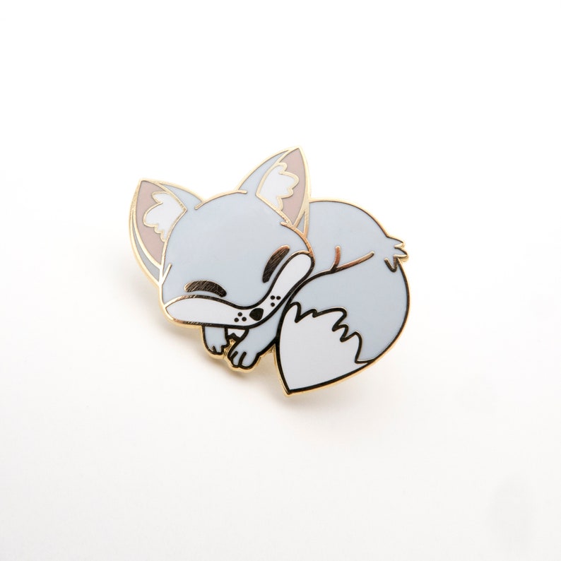 orange Red Sleepy Fox enamel pin Arctic and Gray fox hard enamel pin Fennec