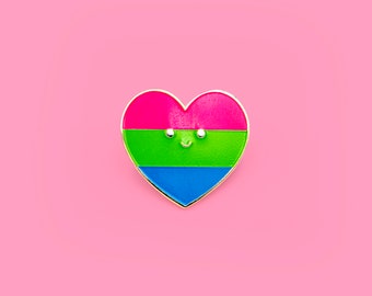 Polysexual Pride Flag Heart Pin - Pride LGBTQAI+ Enamel Pin