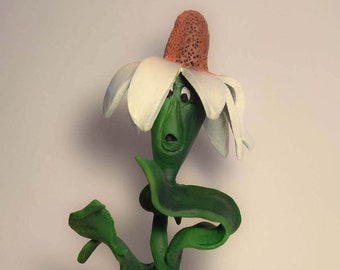 Alice in wonderland (flower). Handmade polymer clay action figure.  Unique collectible.