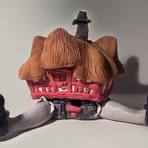 Alice in wonderland (white rabbit's house) handmade polymer clay action figure.  Unique collectible..