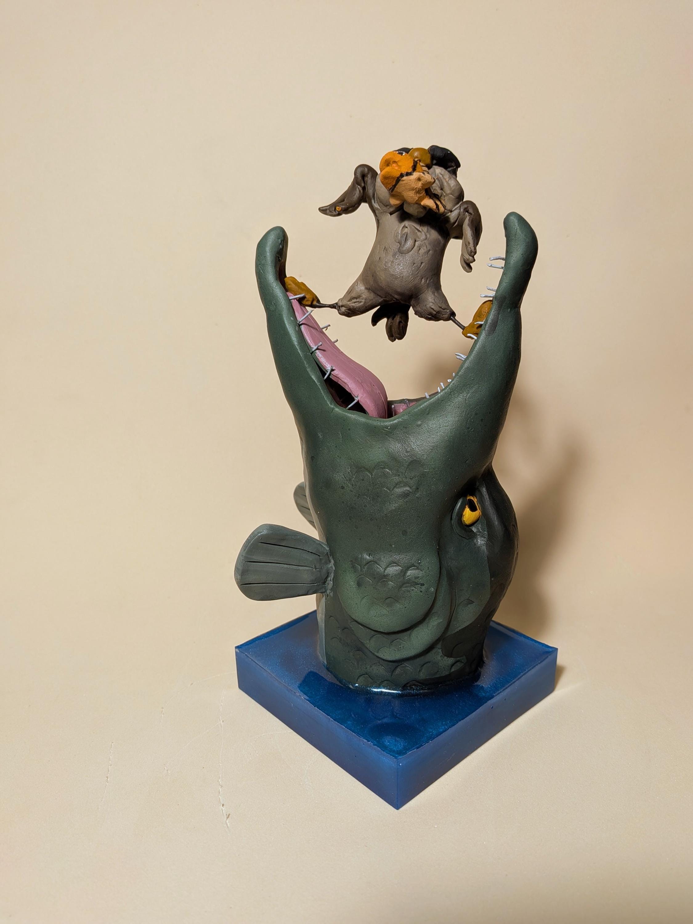 石に刺さった剣（アルキメデス）。ポリマークレイ製のハンドメイド 