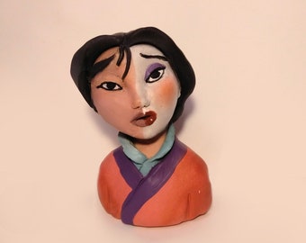 Mulan. Handmade polymer clay action figure.  Unique collectible.