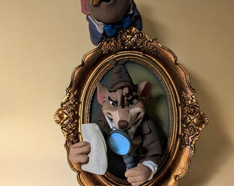 Basil- The great mouse detective Handmade polymer clay action figure.  Unique collectible.