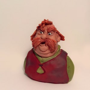 the sword in the stone (Sir Ector). Handmade polymer clay action figure.  Unique collectible.