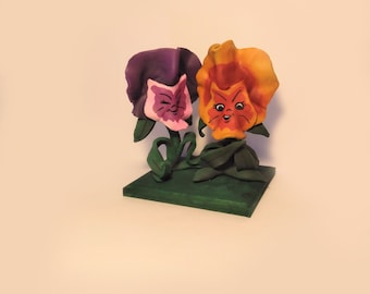 Alice In Wonderland (Flowers). Handmade polymer clay action figure.  Unique collectible.