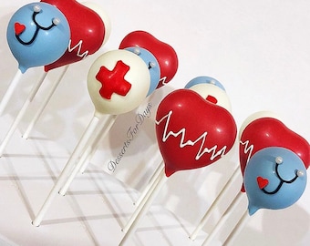 1DZ. Medical Themed Cake Pops. Nurse Cakepops. Doctor Cake Pops. Medical School Cakepops. Heart Cake pops. Medical School Graduation Gift.