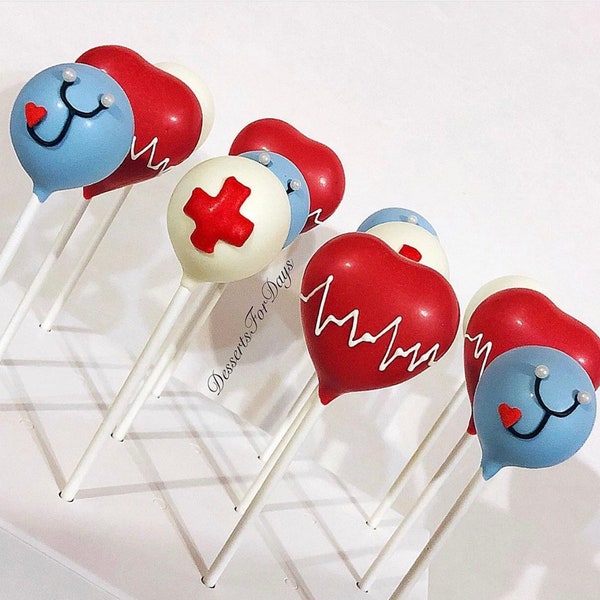 1DZ. Medical Themed Cake Pops. Nurse Cakepops. Doctor Cake Pops. Medical School Cakepops. Heart Cake pops. Medical School Graduation Gift.