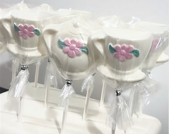 Tea Party Themed Chocolate Lollipops. Teacup lollipops. Teapot Lollipops. Tea Party Chocolate. Floral Teacup Lollipops. Tea party favors.