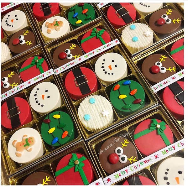 Half Dozen Christmas Oreo Gift Box. Christmas Gift. Christmas Chocolate Covered Oreos. Christmas Teacher Gift. Custom Christmas Gifts