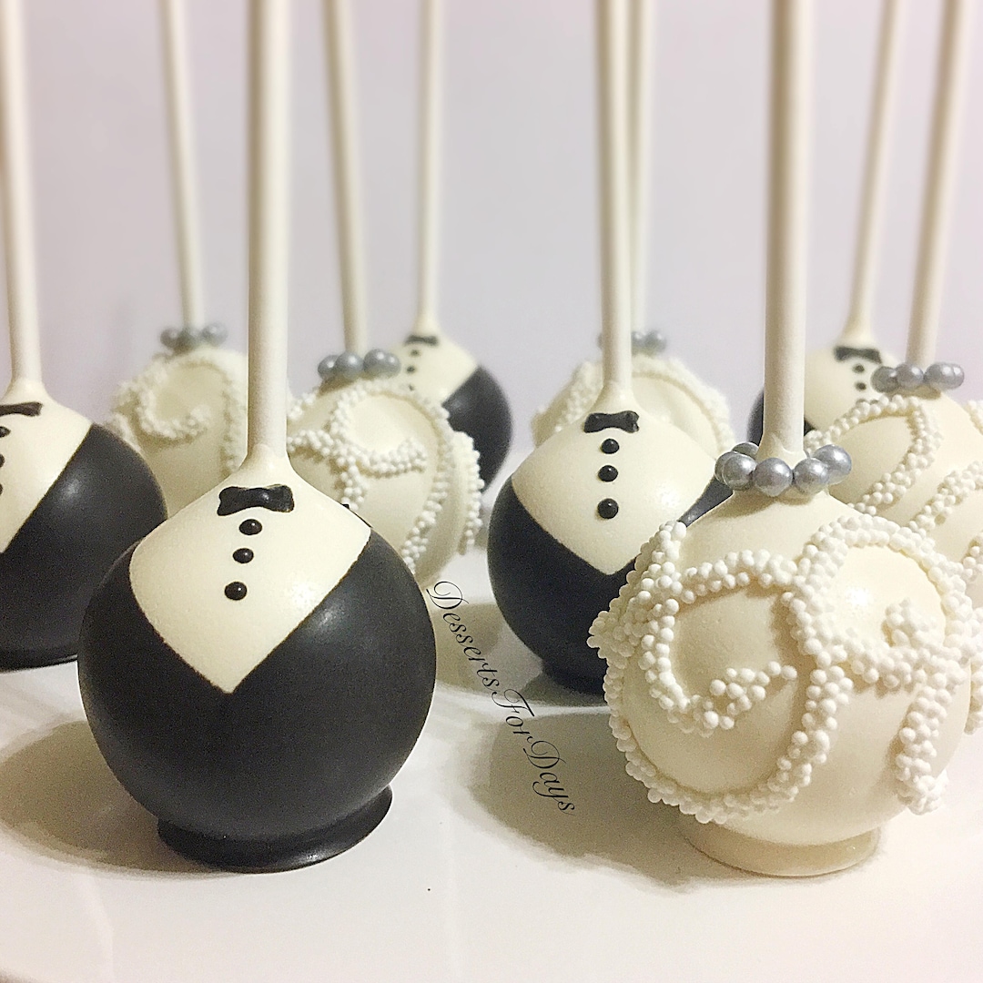 1dz. Bride and Groom Cake Pops. Wedding Cake Pops. Engagement Cake Pops ...
