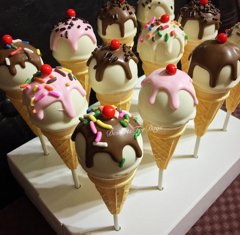 1dz Ice Cream Cake Pops Ice Cream Party Ice Cream Theme Etsy