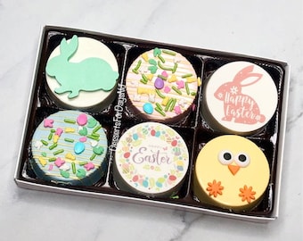 Half Dozen (6) Easter Covered Oreo Gift Box. Edible Gifts. Covered Oreos. Dessert Table. Chocolate Covered Oreos. Happy Easter Chocolate