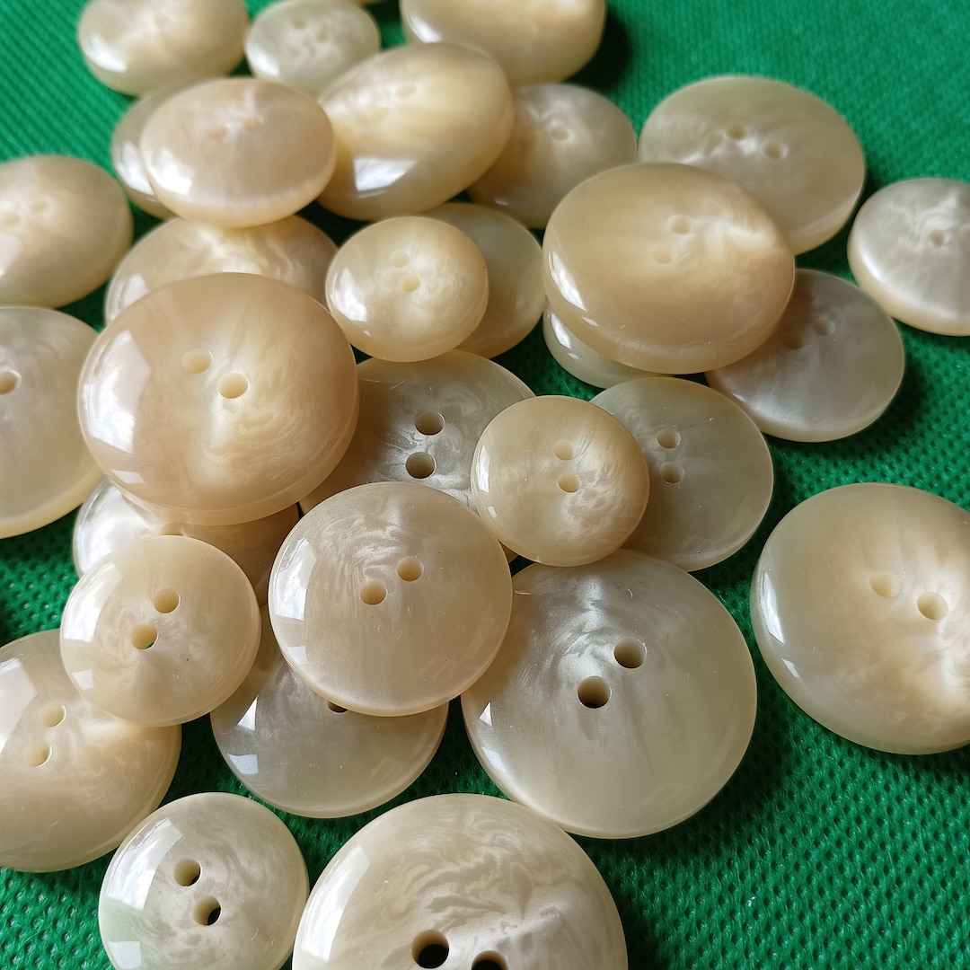 Beige Buttons White Shades Coat Jacket Dress Buttons Made in - Etsy