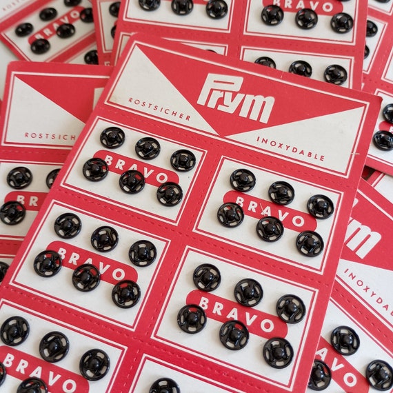 5 Cards Black Snap Fastener 7mm, Italian Sew On Snaps