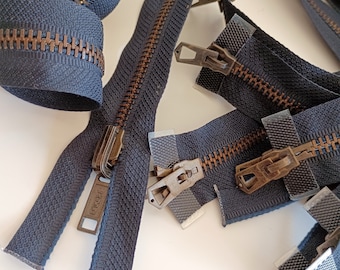 Reversible Slider Metal Zipper Blue 64cm, Jacket Hoodie Zipper Made In Italy