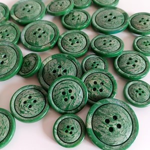 Vintage gröna knappar med marmorerad design, 28 mm 23 mm 18 mm, italienska rockknappar