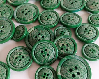 Botones verdes vintage con diseño jaspeado, 28 mm 23 mm 18 mm, botones italianos para abrigos