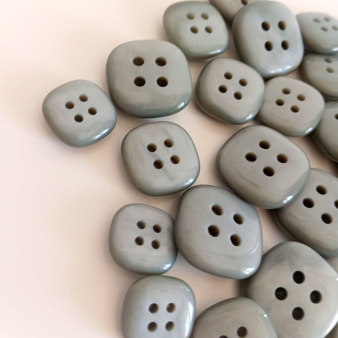 Sage Green Faux 4 Holes Buttons on Shank, Jacket Dress Shirt Doll