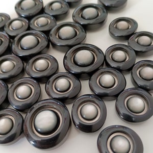 10 Black Moon Glow Cabochon Buttons: Italian High Fashion, 25mm or 20mm