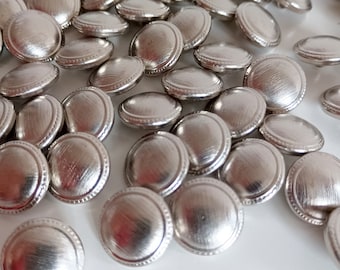 Boutons en métal argenté 15 mm, Boutons pour poupées habillées, Boutons haute couture fabriqués en Italie