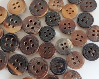 70s Brown Wooden Buttons, Coat Jacket Dress Bag Buttons, Made In Italy High Fashion Buttons