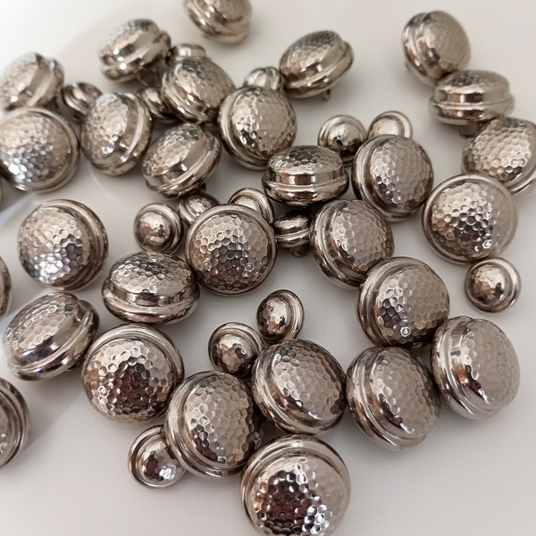 60s Silver Tone Metal Buttons, Jacket Dress Vest Baby Doll Buttons, Made In Italy High Fashion Buttons