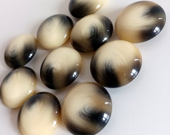 10 Glossy Cream Black Buttons, Coat Jacket Dress Buttons 25mm, Made In Italy High Fashion Buttons