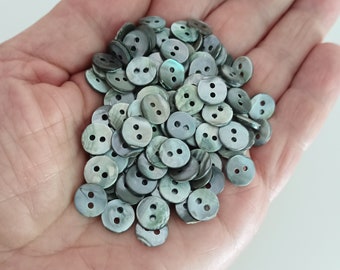 150 Light Blue MOP Buttons 9mm, Dress Shirt Doll Buttons, Made In Italy Mother Of Pearl Buttons