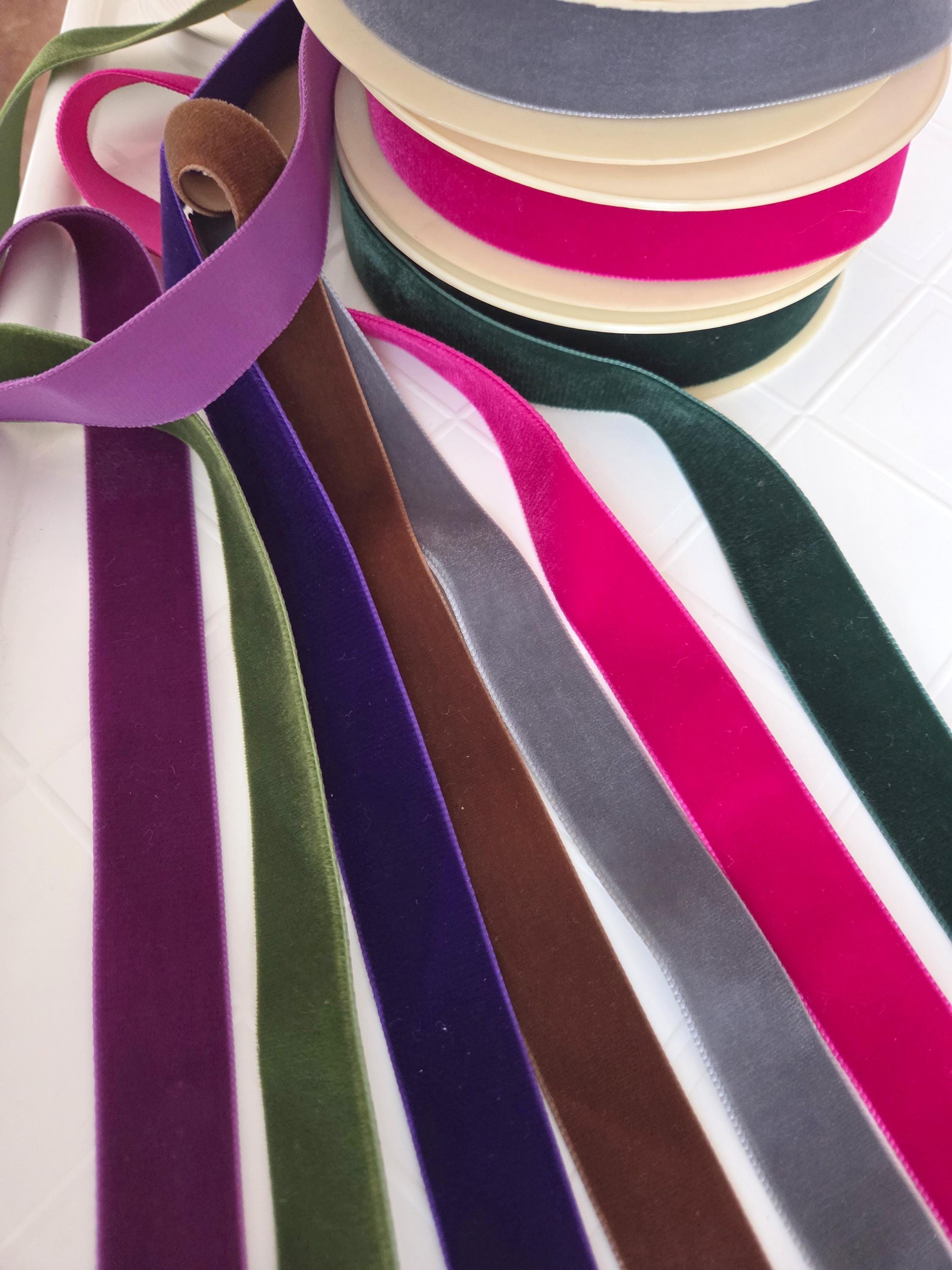 Vintage 70s French Velour Ribbon: 23mm Polyamide Velvet Tape, 10m