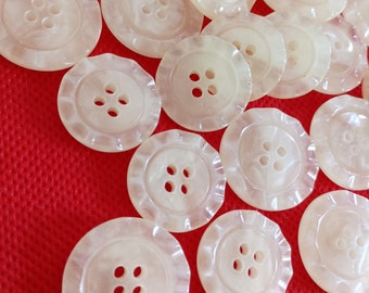 Pearly Off-White Buttons Wavy Edge, Jacket Dress Buttons, Made In Italy High Fashion Buttons