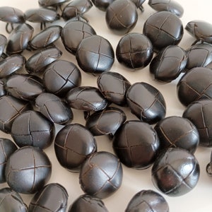 Boutons en cuir noir années 70, veste manteau, robe Boutons en loden, boutons haute couture fabriqués en Italie